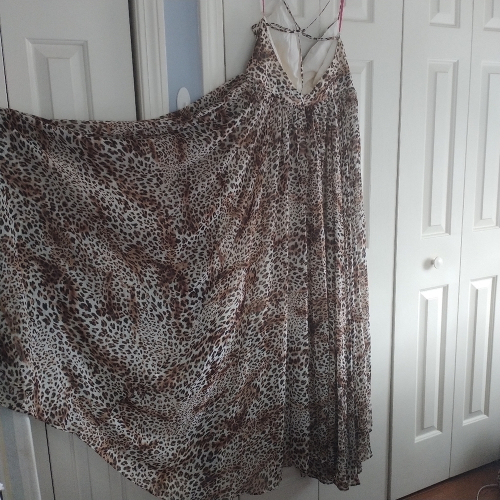 Nordstrom Meghan LA Enchanted Garden Leopard Print Maxi Dress XL - Picture 12 of 13